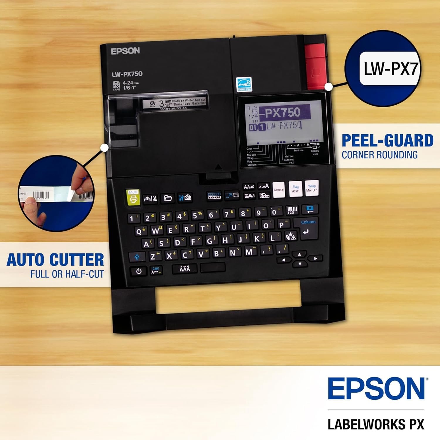 LILIUPENG Epson LW-PX750 Industrial Label Maker Kit - Complete Kit with Accessories, Compatible with Large Variety of Label Tape Types, Portable Handheld Label Printer