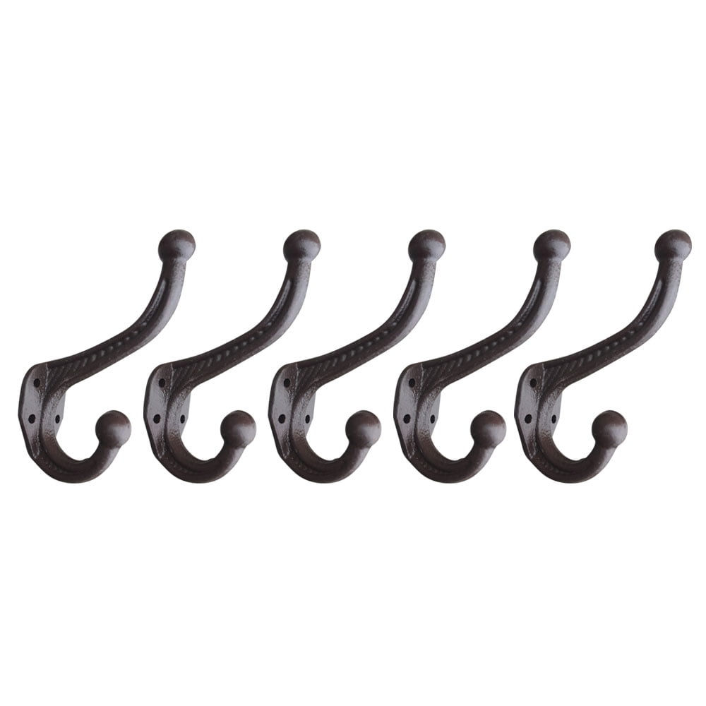 Bedroom Heavy Duty Wall Mounted Iron Hooks with Screws 10 Pack Dual Coat Hooks Bathroom Bronze Rustic Wall Hooks Vintage Double Coat Hangers for Hanging Hats Bags in Entryway