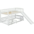 thumbnail image 6 of Harper & Bright Designs Twin over Twin Low Bunk Bed with Slide, Multifunctional Wooden Floor Bunk Bed Frame with Small Door for Boys Girls, White, 6 of 10