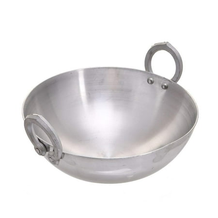 Silver Aluminium Heavy Base Kadhai 3.5 Liters | Kadai With Handle For Kitchen | Deep Frying Kadai