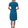 thumbnail image 4 of VISgogo Vestido casual para mujer Cuello redondo Split Manga corta Cintura alta Dobladillo curvo Vestidos de color sólido VISgogo moda, 4 of 5