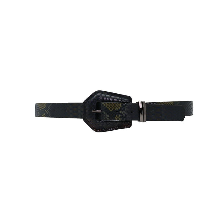 Plus Size - Dark Grey Snakeskin Print Faux Leather Buckle Belt