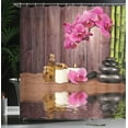 thumbnail image 4 of Ambesonne Orchid Shower Curtain, Modern Boho Stone Flower Art, 69"Wx84"L, Umber Green Pink, 4 of 5