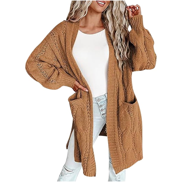 Suéter de mujer, suelto, informal, de manga larga, con cuello en V, con bloques de color, tejido, abierto al frente, de gran tamaño, con botones, cárdigan, abrigo para mujer