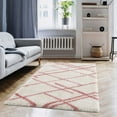 thumbnail image 2 of LBaiet 4' x 6' Pink and White Diamond Rectangular Shag Area Throw Rug, 2 of 4