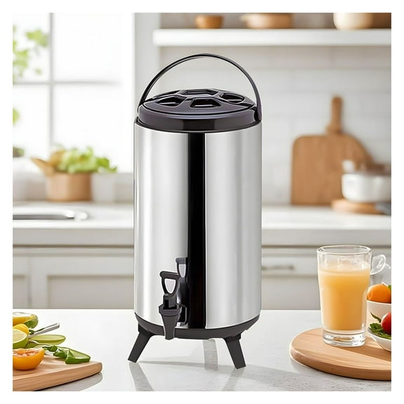 SOGA 14L Portable Insulated Cold/Heat Coffee Tea Beer Brew Pot With Dispenser Silver (Black)