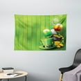thumbnail image 1 of St. Patrick's Day Tapestry, Wood Design with Shamrock Lucky Clovers Pot of Gold Coins and Horse Shoe, Wall Hanging for Bedroom Living Room Dorm Decor, 60W X 40L Inches, Fern Green, by Ambesonne, 1 of 2
