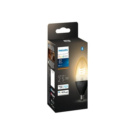 Philips - Hue White Filament E12 Bluetooth Smart LED Bulb - Black
