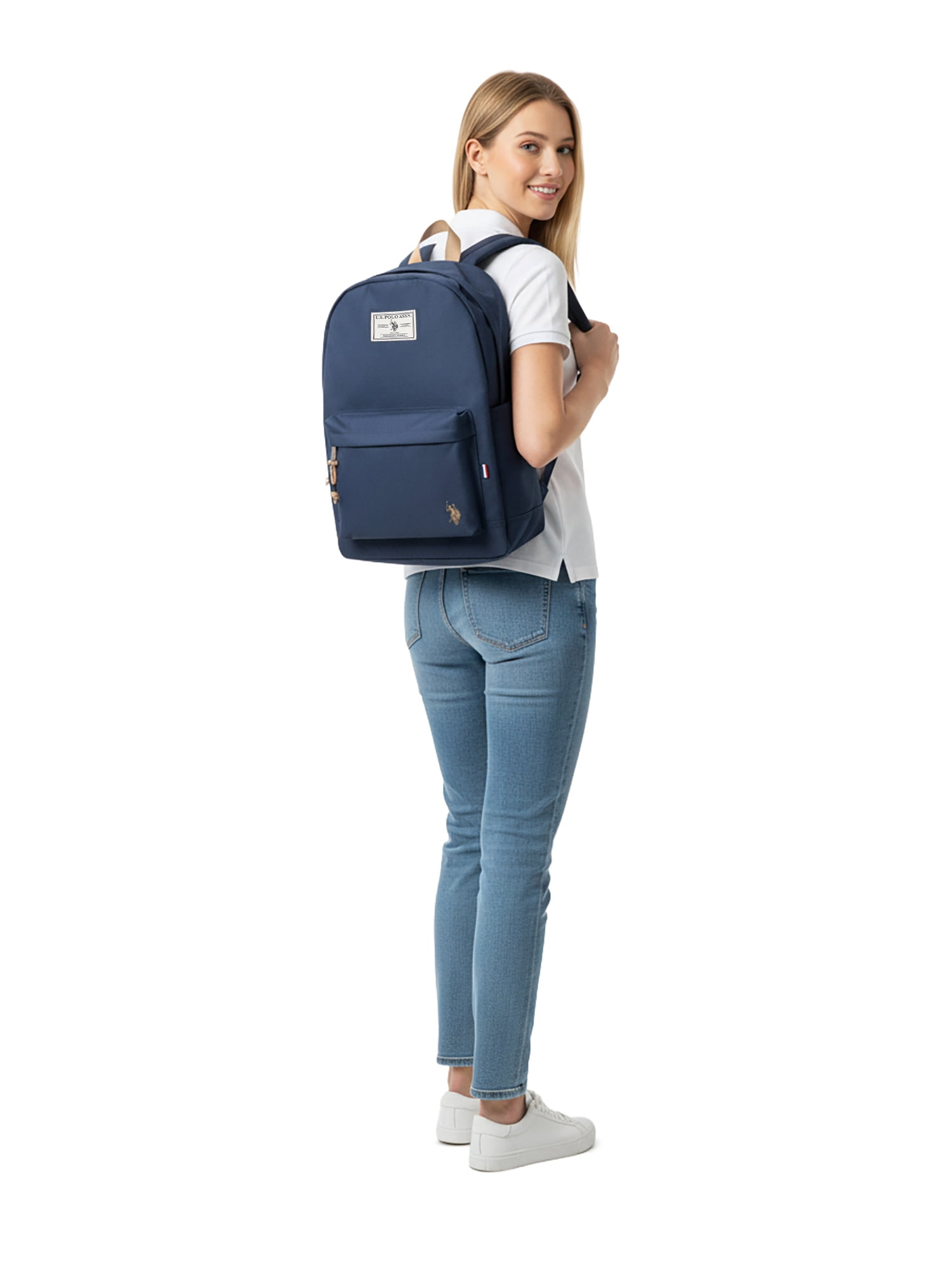 U.S. Polo Assn. Unisex Kid's 18" Solid Core Backpack, Navy
