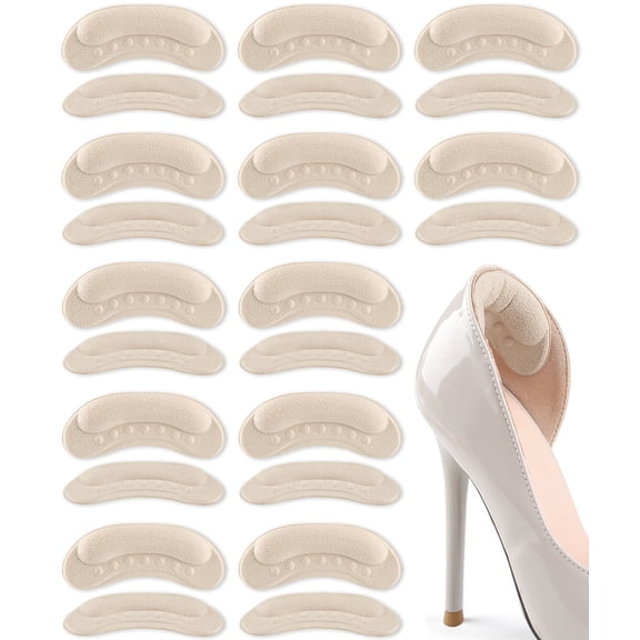 12 Pairs Anti-Slip Heel Grips Liners, Soft Suede Heel Cushion Pads Prevent Blisters for Heels & Shoes