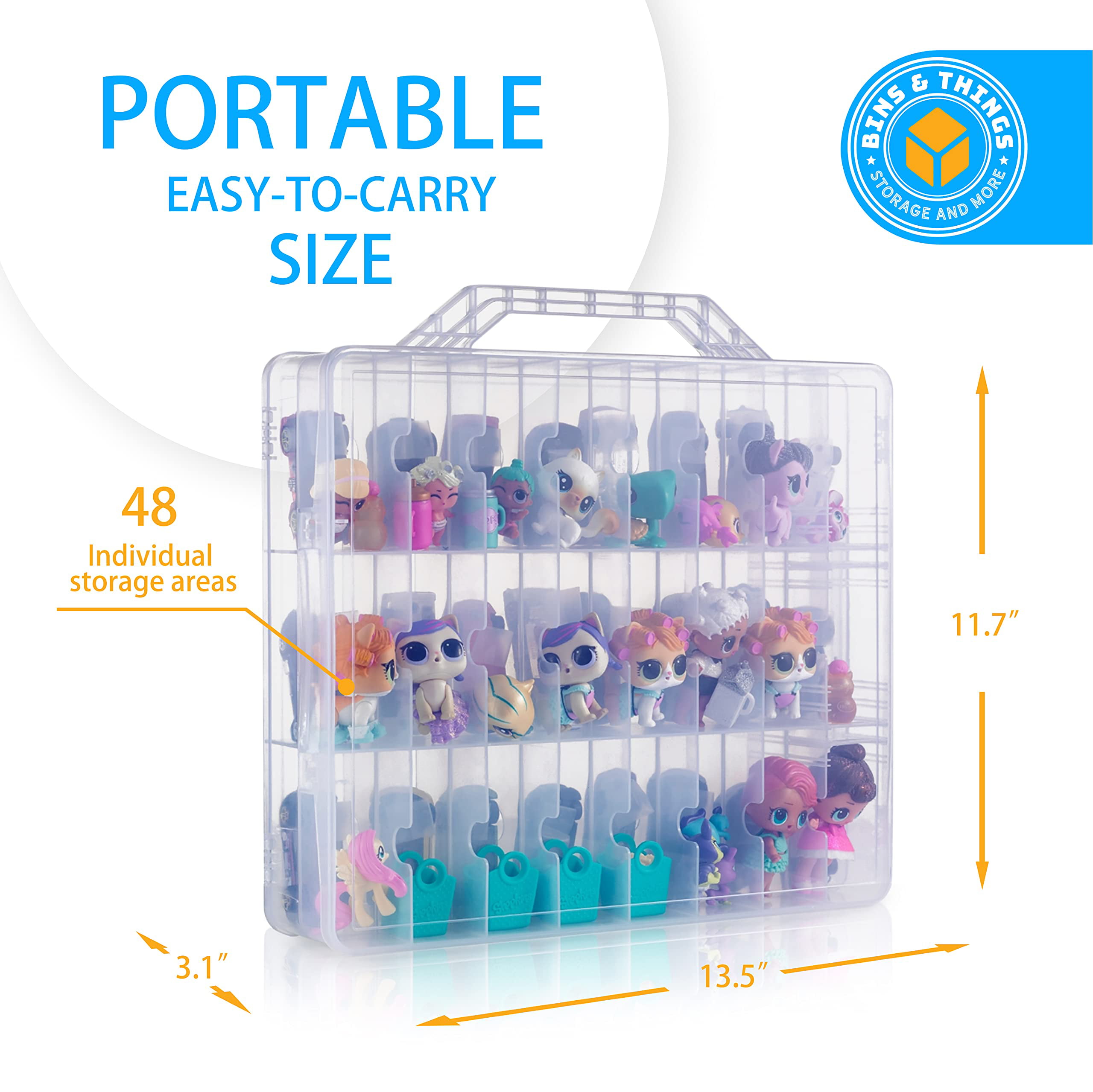 Bins & Things (Pink) - Toy Storage Organiser and Display Case Compatible  with LOL Dolls, Shopkins and LPS Figures - Portable Adjustable Box  w/Carrying Handle : : Home
