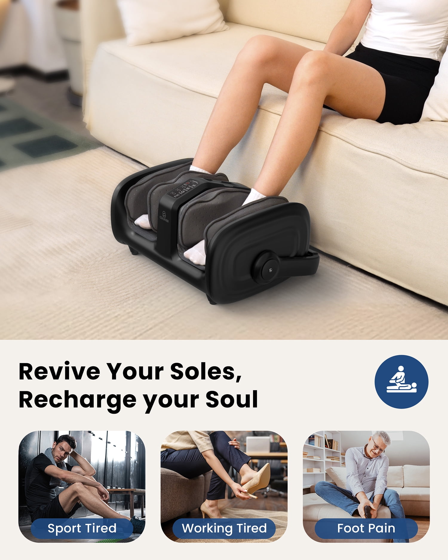Shiatsu Foot Massager with Heat, 3 in 1 Feet Massage Machine for Neuropathy Plantar Fasciitis Circulation, Gifts