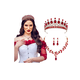 thumbnail image 2 of 3pz Corona Tiara Pendientes Collar Carnaval Novia Fiesta Xtellar rojo, 2 of 4