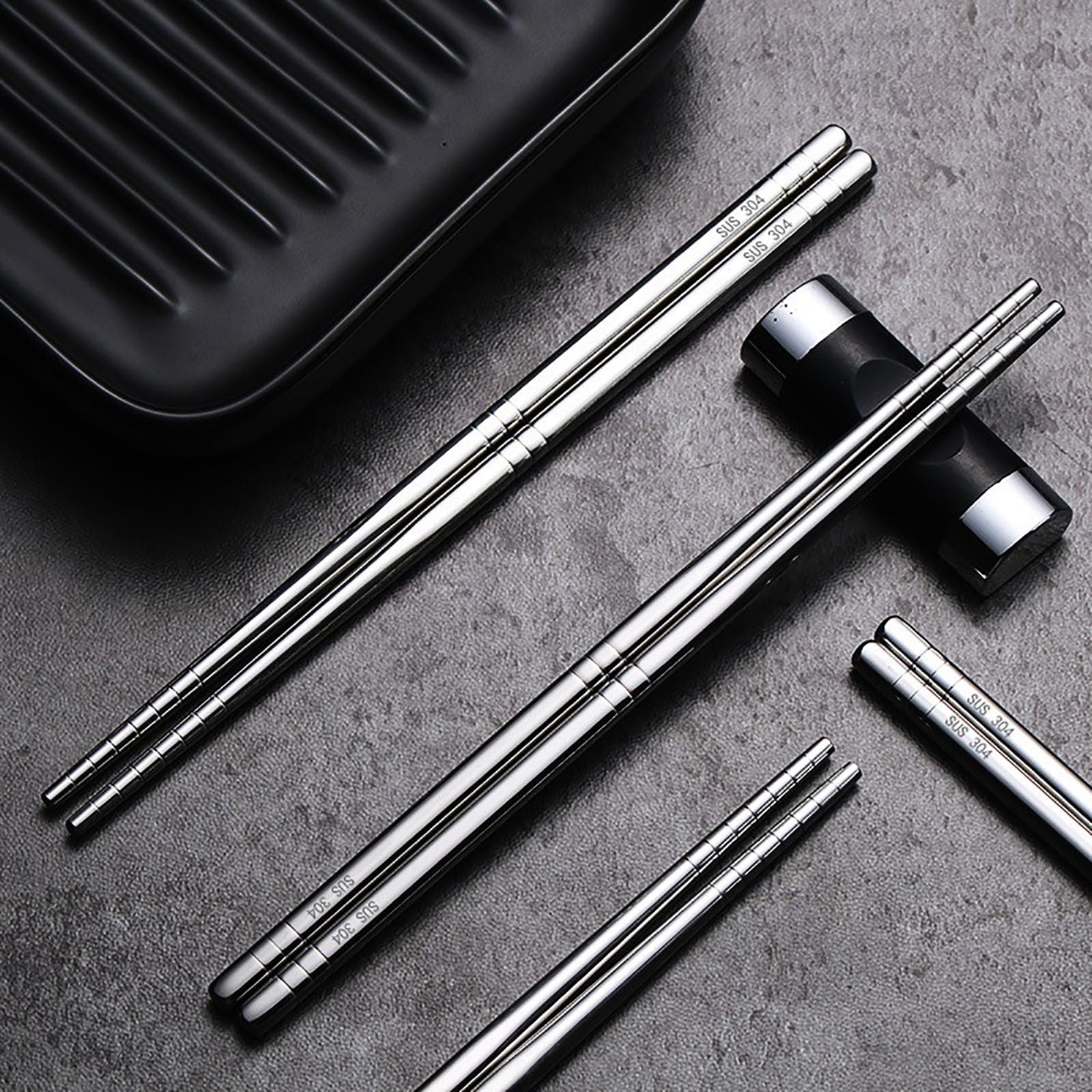 SPOORYYO Stainless Steel Chopsticks Set, Reusable Metal Chopsticks