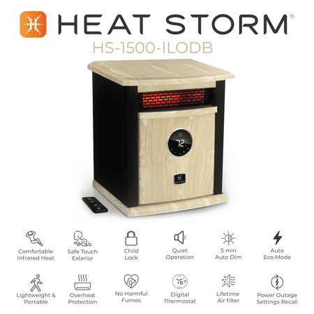 Heat Storm - 1500 Watt Infrared Cabinet Space Heater - BLACK