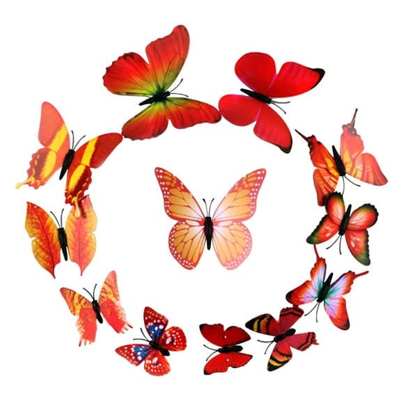 Dengmore 12pcs Decal Wall Stickers Home Decorations 3D Butterfly Colorful for Home Decor
