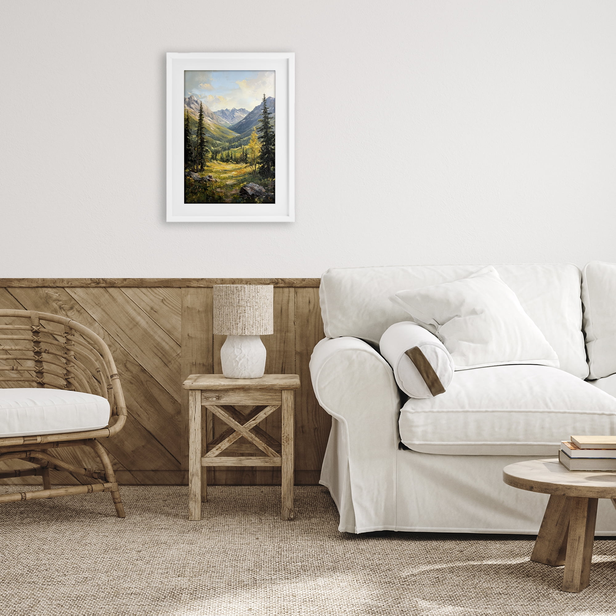 Stupell Industries Mountain Refuge in Golden Valley White Framed Print Under Glass, design by Petal Prints Design
