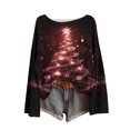 thumbnail image 1 of RXMEKW Chandail en Tricot Imprimé de Noël pour Femmes, Haut à Manches Longues, Col Rond Décontracté, Rouge Taille g, 1 of 7