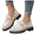 thumbnail image 4 of Xfvqtps Lace up Loafers for Women Thick Sole Shoes Casual Chunky Sole Shoes for Women Color Block Slip on Sneakers Fashion Comfort Footwear Pink, 4 of 9