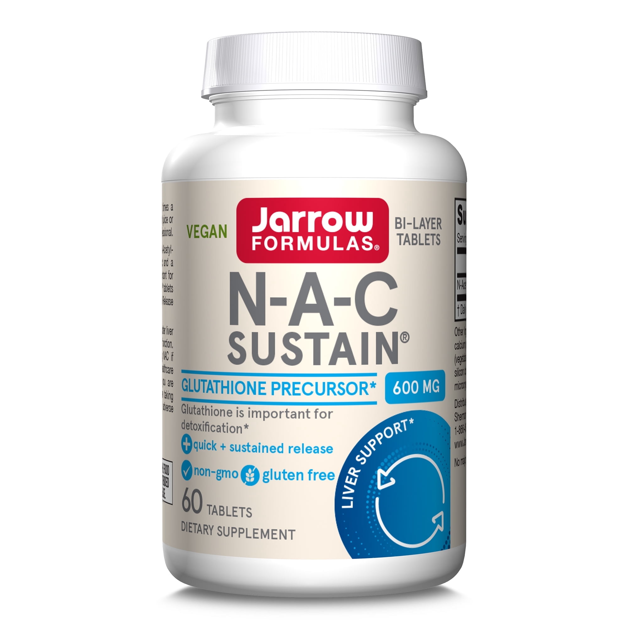 Jarrow Formulas N-A-C Sustain 600 mg - Antioxidant Amino Acid Supplement - 60 Sustain Tablets - Supports Liver & Lung Function - Precursor to Glutathione - 60 Servings (Packaging May Vary)