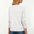 thumbnail image 6 of Knit Sweaters for Women, V Neck Long Sleeve Pullover Tops with Soft Fabric, Loose Casual Layering Blouse, Fall Winter Wear | VerBelle,White XL, 6 of 9