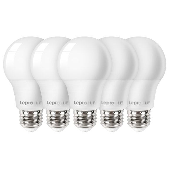 Lepro Ampoule LED, Équivalent 60 Watts, 9W 800lm 5000K Lumière du Jour Ampoule LED Blanche, Ampoule Non-dimmable, Base Standard A19 E26, Durée de Vie 10000 Heures, 5 Packs