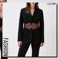 thumbnail image 3 of Women's Elastic Wide Waist Belt for Dress Retro Stretchy Leather Cinch Belt with Gold Buckle, 3 of 9