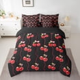thumbnail image 2 of Feelyou Black Red Cherry Twin Bedding Sets 7-Piece, Princess Cartoon Bedding Comforter Set, 2 of 8