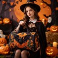 thumbnail image 4 of ZhangC Halloween Themed Quilted Embroidered Tote Bag, 16x8x8 Inch Large Capacity Portable Travel Handbag, Embroidered Storage Tote for Party Supplies, Costumes, Gym and Daily Use, 4 of 9