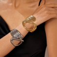 thumbnail image 7 of DESIGNICE Gold Bangles for Women Unique Twisted Design Chunky Bracelets Open-Close Bangles Bracelets for Women Gold2, 7 of 7