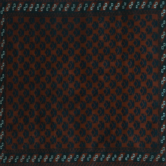 Ahgly Company Indoor Square Southwestern Light Blue Country Area Rugs, 7' Square