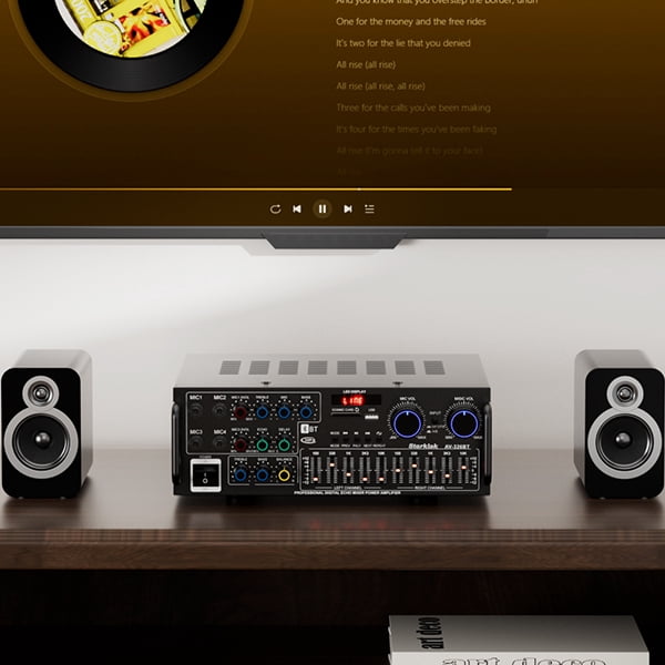 VIPQV 2500W Stereo Audio Amplifier, 2 Channel Bluetooth 5.0 Home Theater Power Amplifier with FM Radio, USB, SD, Amplifier for Passive Speakers and Active subwoofer