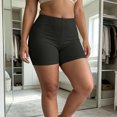 thumbnail image 5 of IUYRTFE Women Plus Size Solid Color High Waist Yoga Shorts Tight Stretch Fitness Pants for Summer Workout, 5 of 6