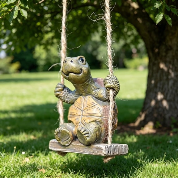 Cute Swinging Turtle Statue Hanging Ornament, Suitable for Garden, Yard, Lawn, Porch, Balcony, Patio, Outdoor Decor