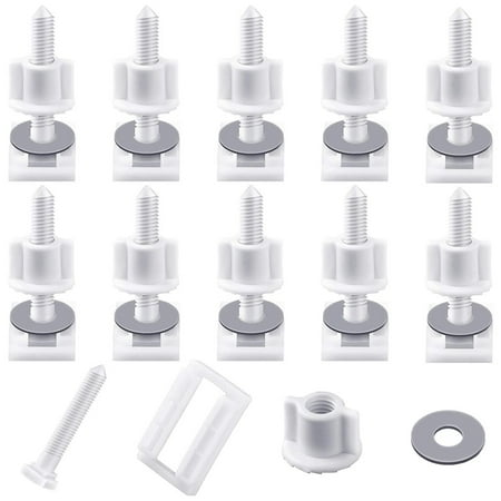 

10 Pieces White Plastic Toilet Screws and Nuts with Rubber Washers Hinge Bolts Screws Hinges Replacement Parts