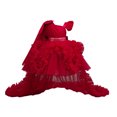 thumbnail image 2 of DAETIROS Girls Formal Flower Girl Dress One Shoulder Princess Party Dress with Sparkly Tulle & Ruffled Train for Kids, Wine,Size 5-6T, 2 of 5