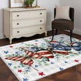 thumbnail image 4 of Independence Day Washable Area Rug 4 x 6 ft Vintage Butterfly Star Leaf Gray Plaid, Soft Non Slip Rugs Stain Repellent Indoor Felt Carpet for Living Dining Room Bedroom Home Office, 4 of 9