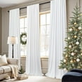 thumbnail image 2 of Elegant Curtains for Living Room 102 Inch Long Faux Linen Back Tab Rod Pocket Full Blackout Viral Curtains for Sliding Glass Door Nursery Thermal Curtains for Summer Heat 52x102 Length 2 Panels White, 2 of 18