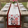 thumbnail image 4 of Red Valentine's Day Table Runner - 70 Inch Long Love Heart Gnomes Grey Plaid Cotton and Linen Blended Dress Scarves Farmhouse Table Runner for Kitchen Dining, Coffee Table, 13" x 70", 4 of 8