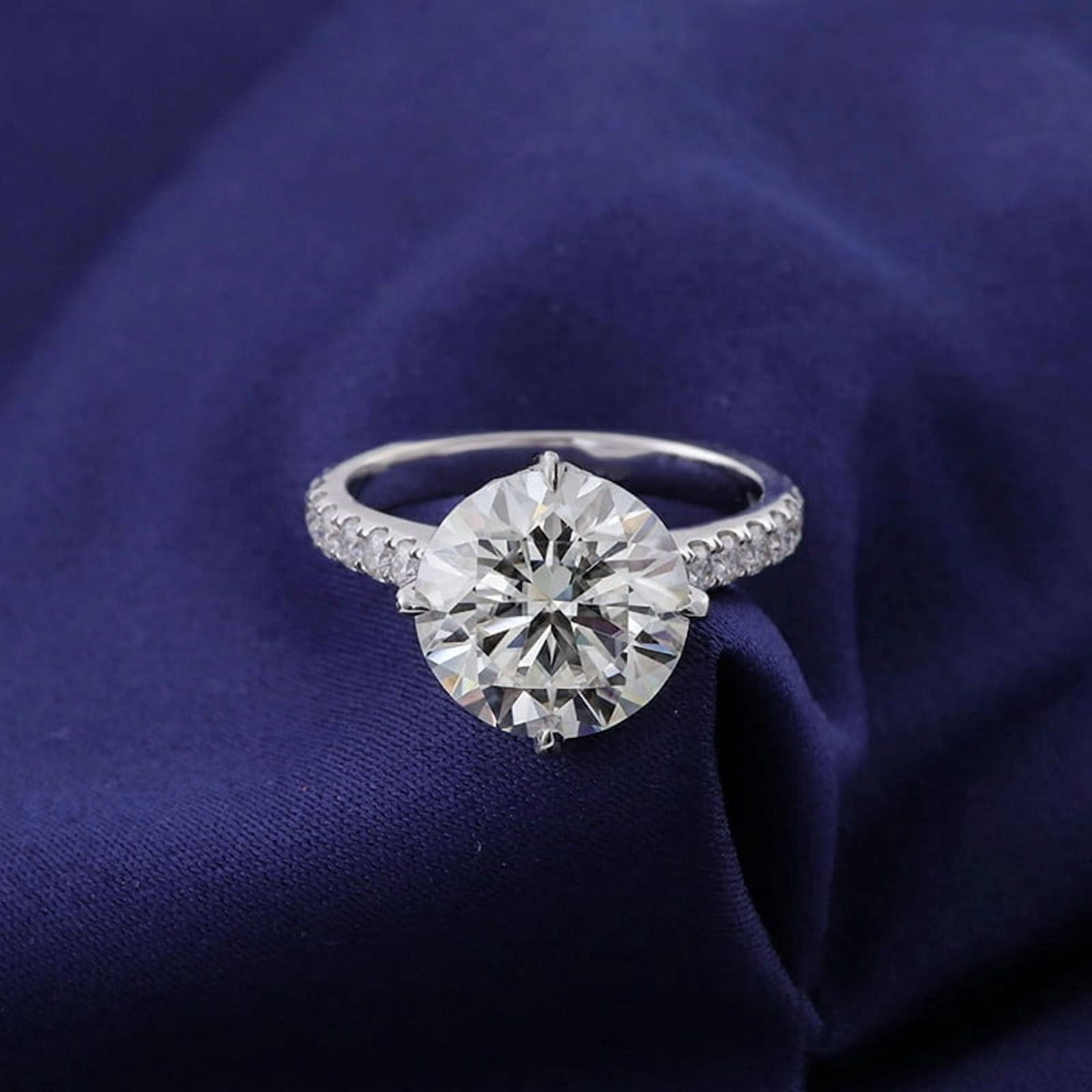 solitaire jewels 5CT Round Moissanite Hidden Halo Engagement Ring For Women, 10K Yellow Gold