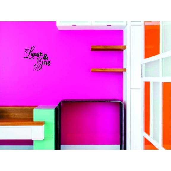 Laugh Sing Music Song Sing Notes Musician Maestro Piano Guitar Instruments Holiday Gift Decorating Ideas Girl Boy Bedroom Wall Decal Sticker - Size: 18 Inch x 18 Inch