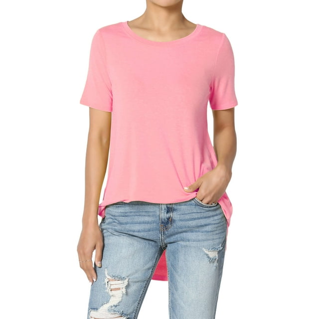 TheMogan Women's PLUS Basic Crew Neck Round Hem Short Sleeve Draped Jersey Tee