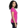 thumbnail image 3 of T-Shirt à Manches Courtes Col en V pour Femmes - Rose Vif - P, 3 of 3