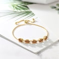 thumbnail image 3 of Gem Stone King 6.45 Ct Brown Tiger Eye White Created Sapphire 18K Yellow Gold Plated Silver Bracelet for Women, 3 of 4