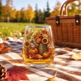 thumbnail image 3 of Tuvgenk Fall Embroidery Print Stemless Wine Glass with Watering Can Design Transparent Drinking Cup for Thanksgiving Decor, 3 of 6