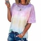 thumbnail image 2 of Camiseta de mujer, cuello redondo, manga corta, blusa con estampado tie-dye, rosa, 4XL Advancent AP002435-16, 2 of 7