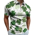 thumbnail image 1 of YDLCAFD Chemise à Manches Courtes à Col à Revers avec Fermeture Éclair pour Hommes, Mode Décontractée pour la Saint-Patrick, 1 of 6