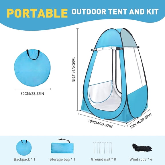 Pop Up Tent, Clear Outdoor Tents Sports Fishing, Rainproof and Windproof Beach Camping, Lightweight and Sturdy, Easy Set Up, UPF 50 Portable Folding 39" x 64"