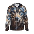 thumbnail image 1 of Fotbe Vintage Blue Floral Wolf Chaqueta con Protección Solar UPF 50+ para Hombre y Mujer, Camisa con Capucha y Bolsillos-Large, 1 of 7