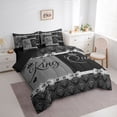 thumbnail image 2 of Erosebridal Retro Damask Flower 7pcs Bedding Comforter Set,Silver Bowknot Queen And King Queen Bedding Sets For Adults,Reversible, 2 of 7